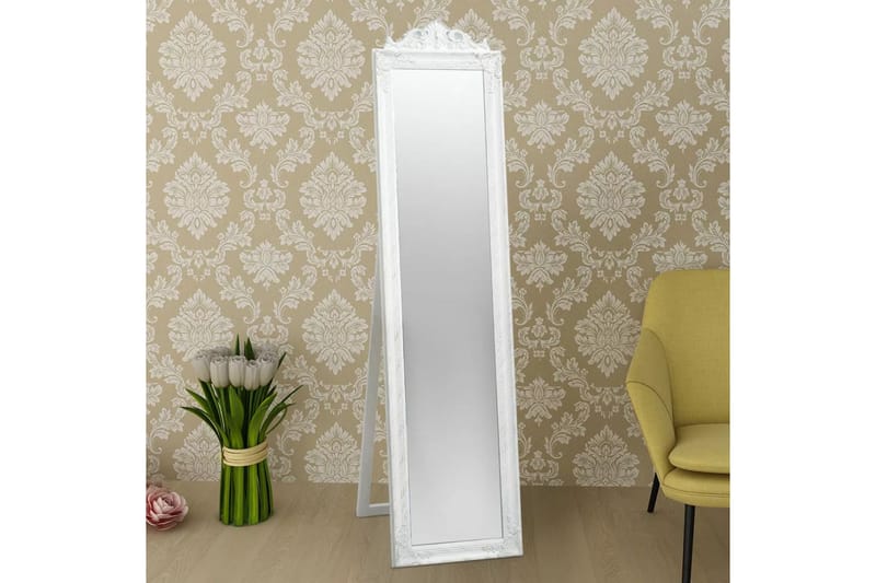 Fristående spegel barockstil 160x40 cm vit - Vit - Inredning & dekor - Speglar - Golvspegel