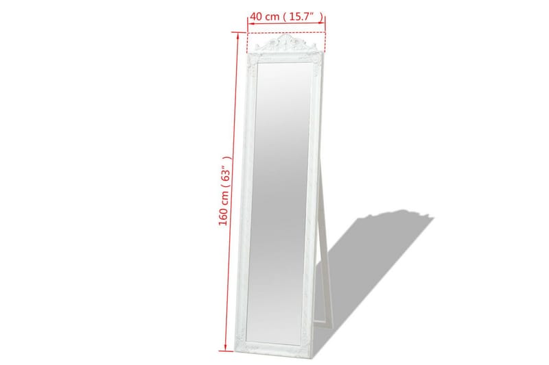 Fristående spegel barockstil 160x40 cm vit - Vit - Inredning & dekor - Speglar - Golvspegel