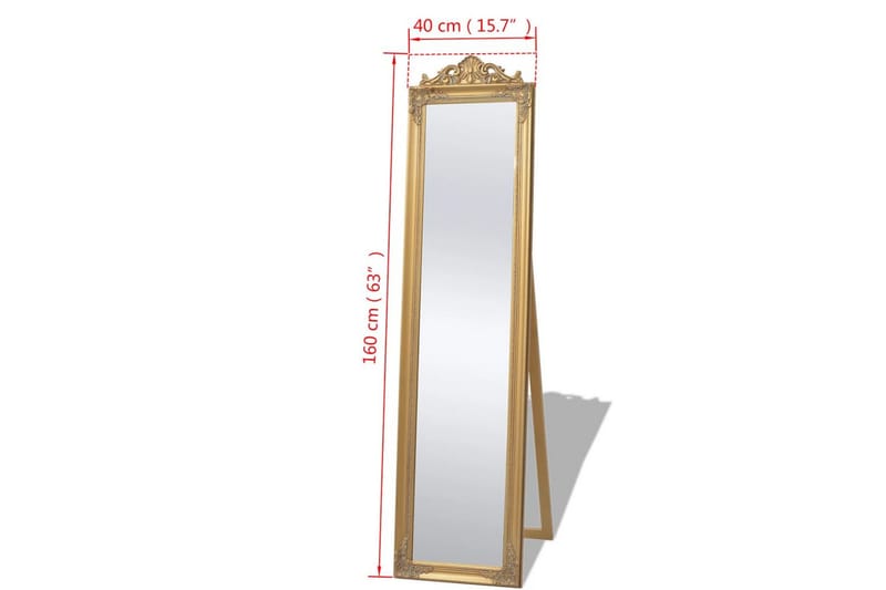 Fristående spegel i barockstil 160x40 cm guld - Guld - Inredning & dekor - Speglar - Golvspegel