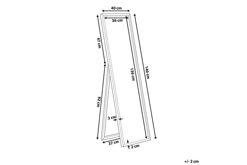 HILLINGTON Spegel 40x140 cm Svart - Helkroppsspegel - Golvspegel