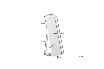 Torcy Spegel 40 cm - Vit - Inredning & dekor - Speglar - Golvspegel