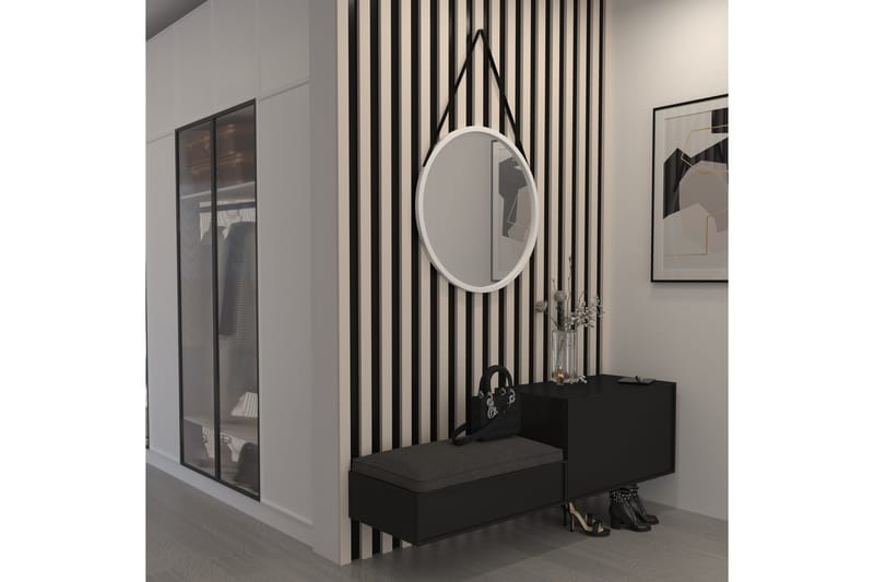 Grace Vägghängd Spegel Rund 60 cm, Svart