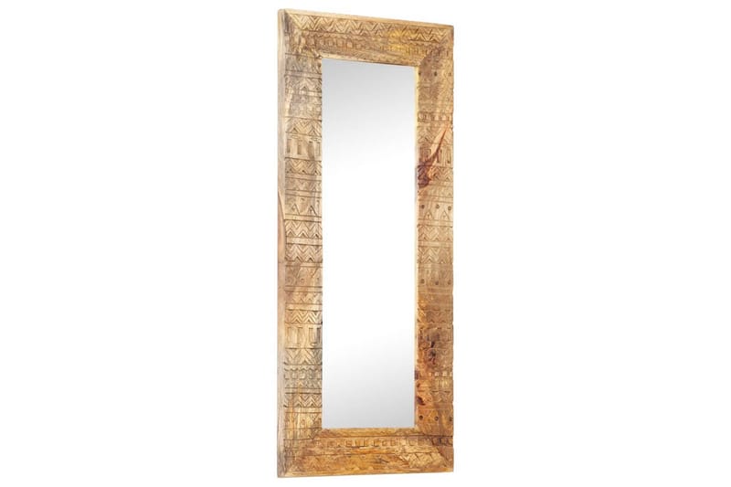 Handsnidad spegel 110x50x11 cm massivt mangoträ - Brun - Väggspegel