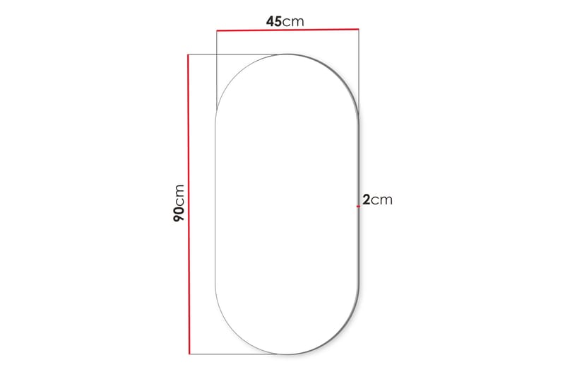 Monfort Vägghängd Spegel Oval 45x90 cm - Svart - Inredning & dekor - Speglar - Väggspegel