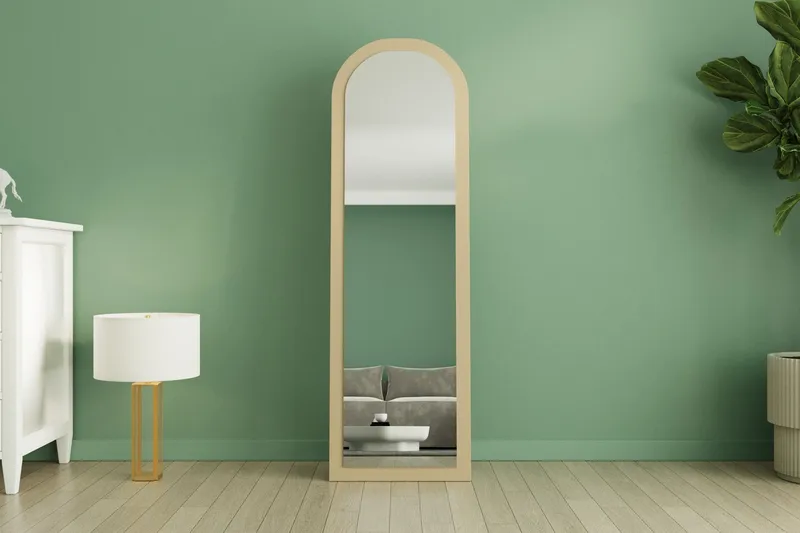 Rusele Vägghängd Spegel Svängd 50 cm - Beige - Inredning & dekor - Speglar - Väggspegel