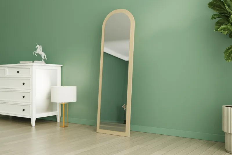 Rusele Vägghängd Spegel Svängd 50 cm - Beige - Inredning & dekor - Speglar - Väggspegel