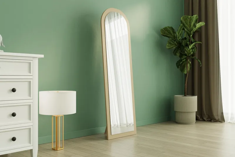 Rusele Vägghängd Spegel Svängd 50 cm - Beige - Inredning & dekor - Speglar - Väggspegel