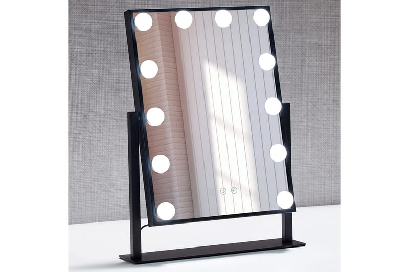 Pamela Sminkspegel på fot med LED-belysning 8,5x47,4 cm Svar - Badrumstillbehör - Sminkspegel