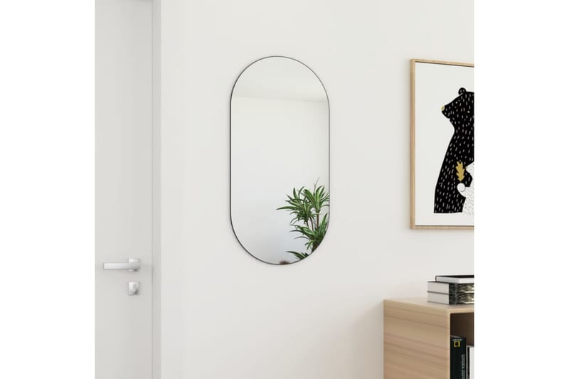 Spegel 80x40 cm glas - Vit - Väggspegel