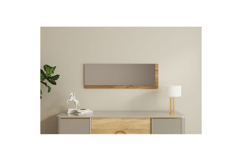 Spegel Sudariya Vit / Valnöt - Vit / Valnöt - Inredning & dekor - Speglar - Väggspegel