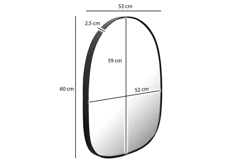 Spegel Wohnling Asymmetrisk tjock metallram oval 60 cm - Inredning & dekor - Speglar - Väggspegel