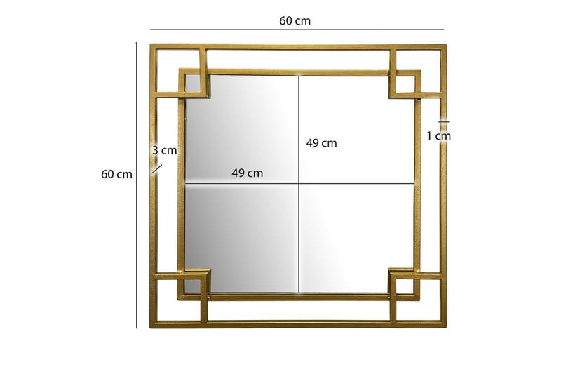 Spegel Wohnling Fyrkantig Geometrisk 60 cm Metallram Modern - Inredning & dekor - Speglar - Väggspegel