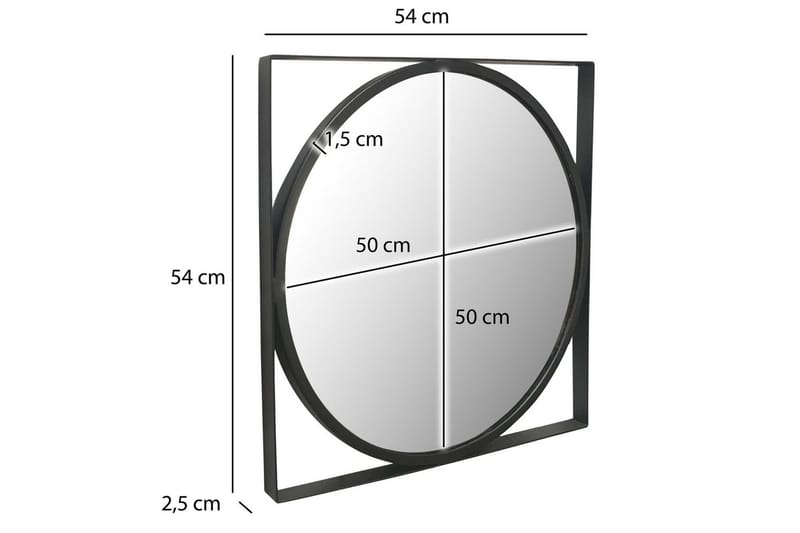 Spegel Wohnling Fyrkantig Ram Rund 54 cm Modern - Inredning & dekor - Speglar - Väggspegel