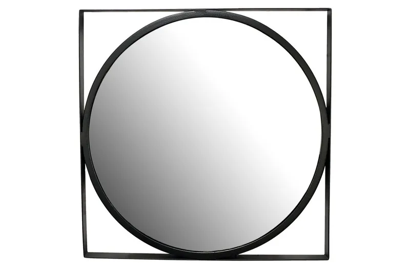 Spegel Wohnling Fyrkantig Ram Rund 54 cm Modern