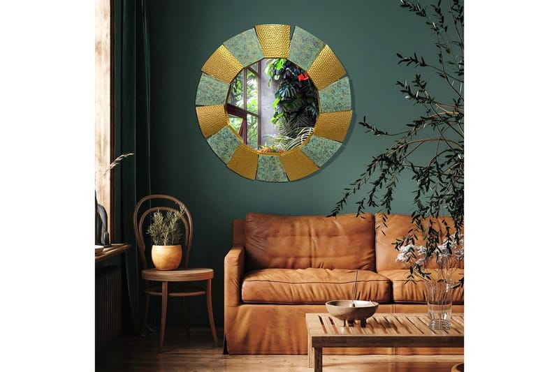 Spegel Wohnling Tvåfärgad guldpatina rund 63 cm modern - Inredning & dekor - Speglar - Väggspegel