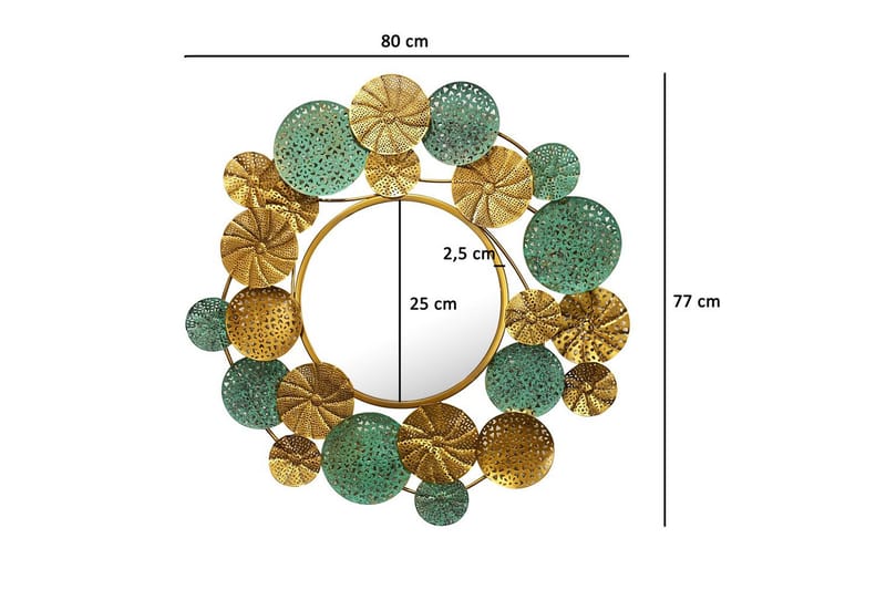 Spegel Wohnling Tvåfärgad guldpatina rund 80 cm modern - Inredning & dekor - Speglar - Väggspegel