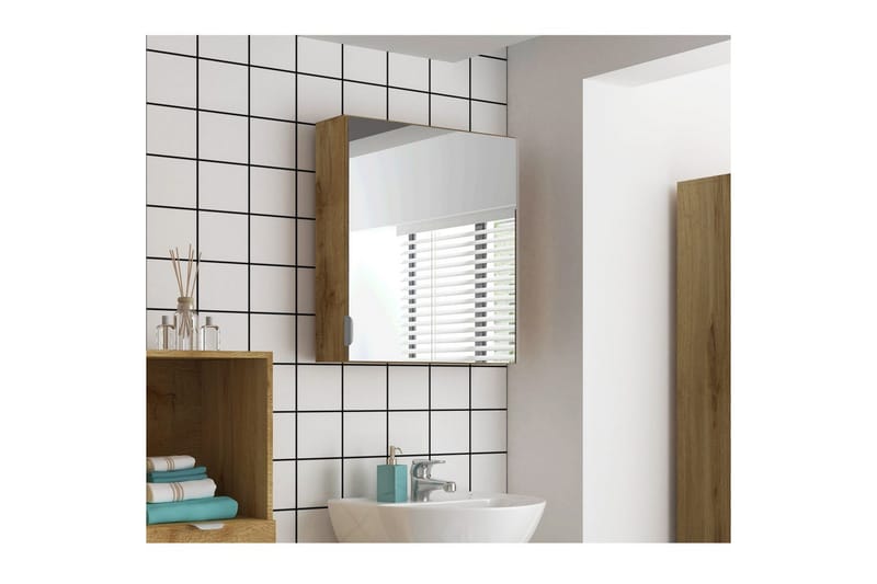 Atlas Väggskåp med Spegel 60x65 cm - Natur - Inredning & dekor - Speglar - Spegelmöbler - Spegelskåp