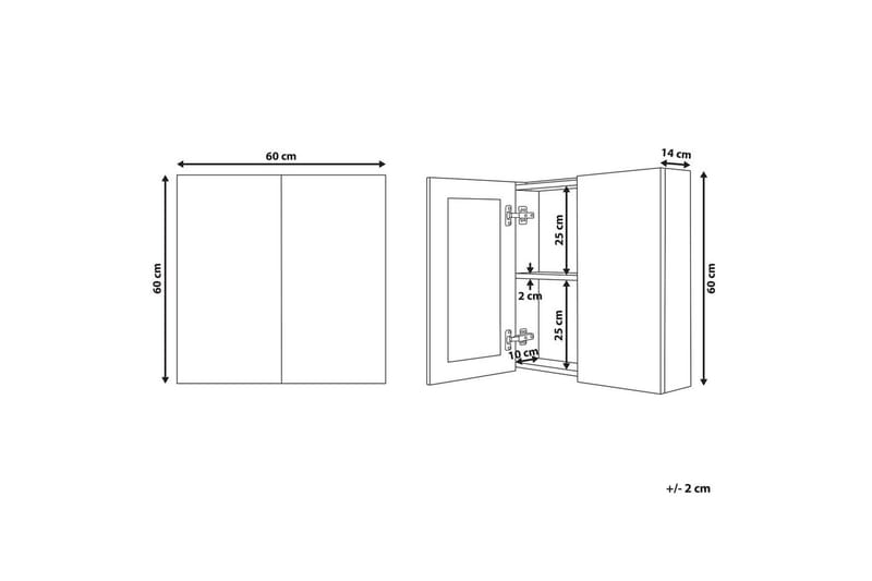 Badrumsskåp med spegel Navarra Svart, Silver, 60x14x60 cm - Svart, Silver, 60x14x60 cm - Inredning & dekor - Speglar - Spegelmöbler - Spegelskåp