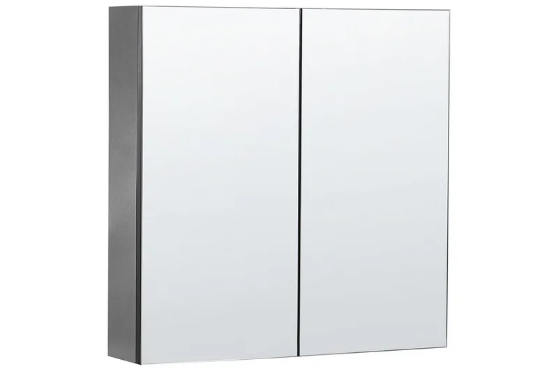 Badrumsskåp med spegel Navarra Svart, Silver, 60x14x60 cm, Svart, Silver, 60x14x60 cm