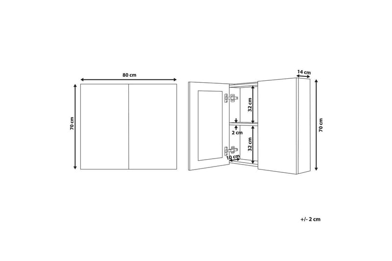 Badrumsskåp med spegel Navarra Svart, Silver, 80x14x70 cm - Svart, Silver, 80x14x70 cm - Inredning & dekor - Speglar - Spegelmöbler - Spegelskåp