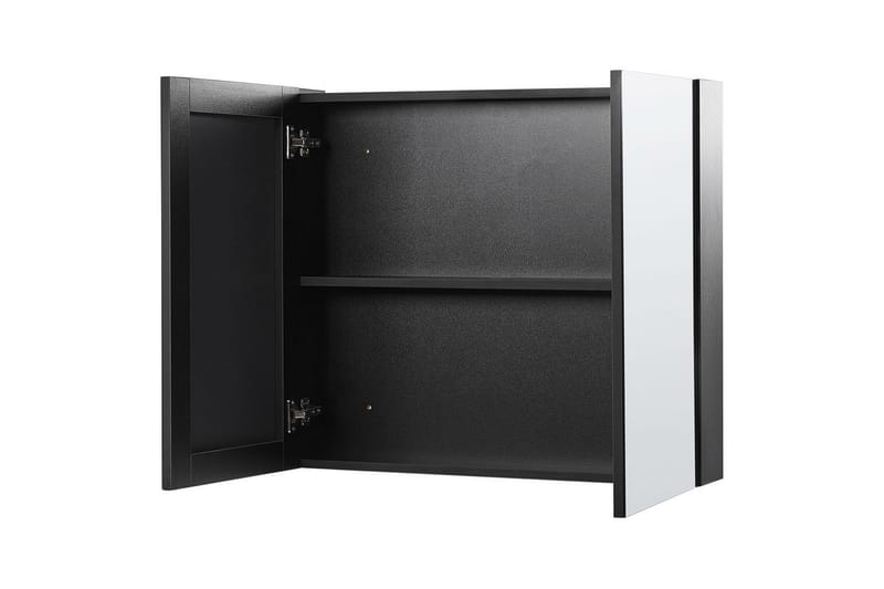 Badrumsskåp med spegel Navarra Svart, Silver, 80x14x70 cm - Svart, Silver, 80x14x70 cm - Inredning & dekor - Speglar - Spegelmöbler - Spegelskåp