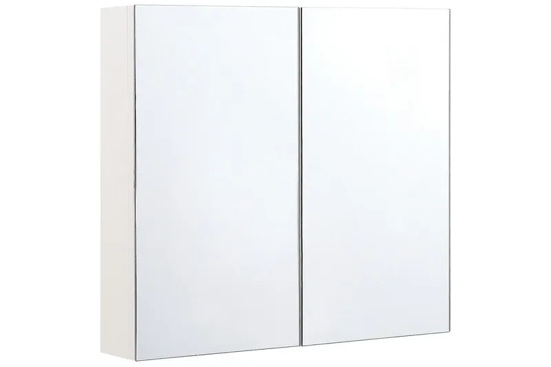 Badrumsskåp med spegel Navarra Vit, Silver, 80x14x70 cm, Vit, Silver, 80x14x70 cm