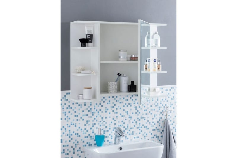 Badrumsskåp Wohnling Modern med spegeldörr tillverkad av vit spånskiva - Inredning & dekor - Speglar - Spegelmöbler - Spegelskåp