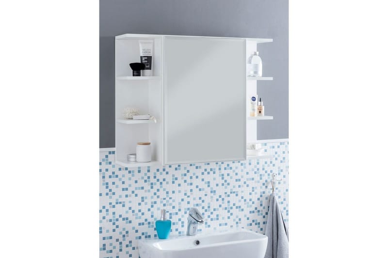 Badrumsskåp Wohnling Modern med spegeldörr tillverkad av vit spånskiva - Inredning & dekor - Speglar - Spegelmöbler - Spegelskåp