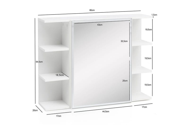 Badrumsskåp Wohnling Modern med spegeldörr tillverkad av vit spånskiva - Inredning & dekor - Speglar - Spegelmöbler - Spegelskåp