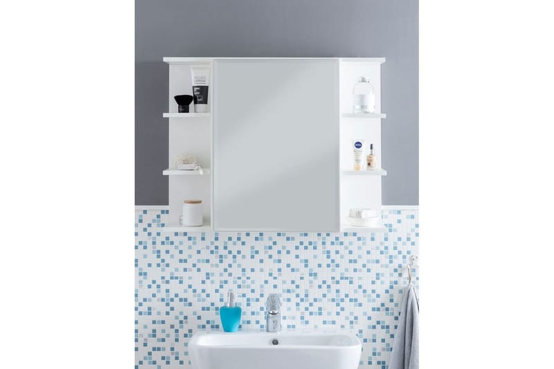 Badrumsskåp Wohnling Modern med spegeldörr tillverkad av vit spånskiva - Inredning & dekor - Speglar - Spegelmöbler - Spegelskåp