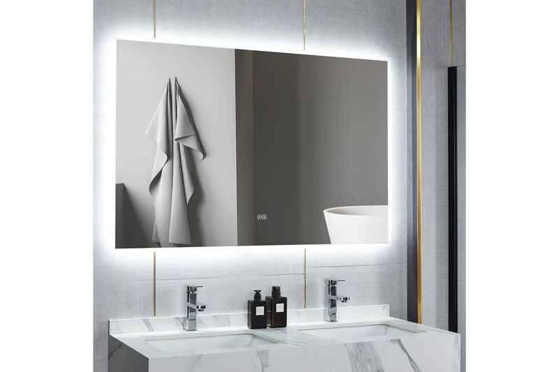 Badrumsspegel 100x80 cm med LED-belysning och anti-fog - Inredning & dekor - Speglar - Badrumsspegel