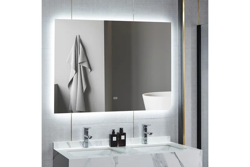 Badrumsspegel 120x100 cm med LED-belysning och anti-fog - Inredning & dekor - Speglar - Badrumsspegel