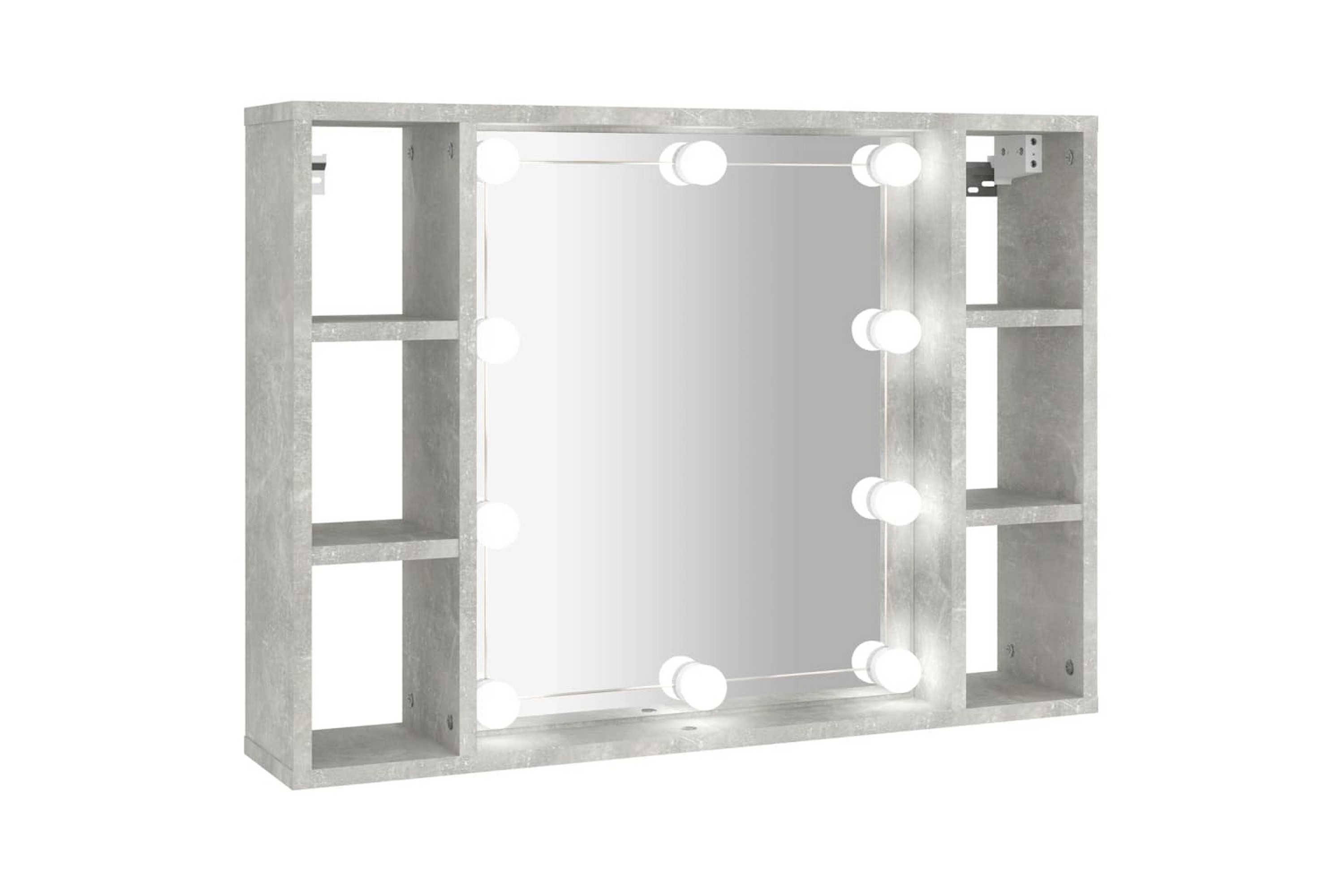 beBasic Spegelskåp med LED betonggrå 76x15x55 cm –