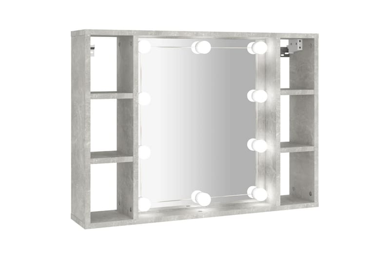 beBasic Spegelskåp med LED betonggrå 76x15x55 cm - Badrumsskåp - Spegelskåp