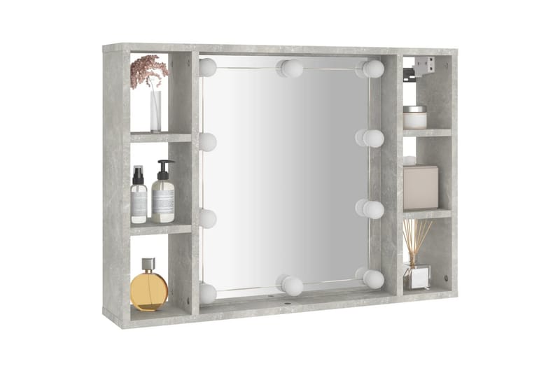 beBasic Spegelskåp med LED betonggrå 76x15x55 cm - Inredning & dekor - Speglar - Spegelmöbler - Spegelskåp