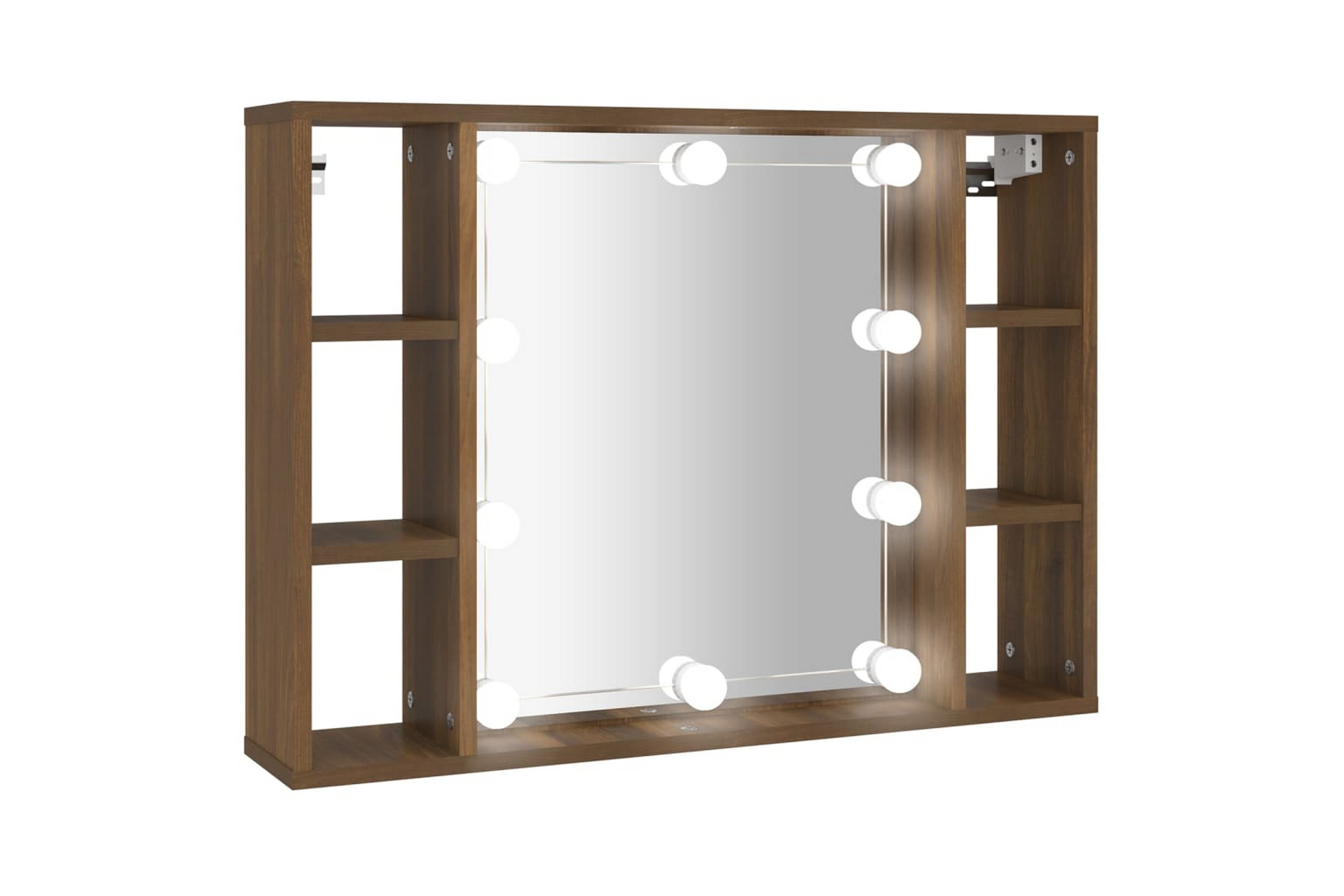 beBasic Spegelskåp med LED brun ek 76x15x55 cm –