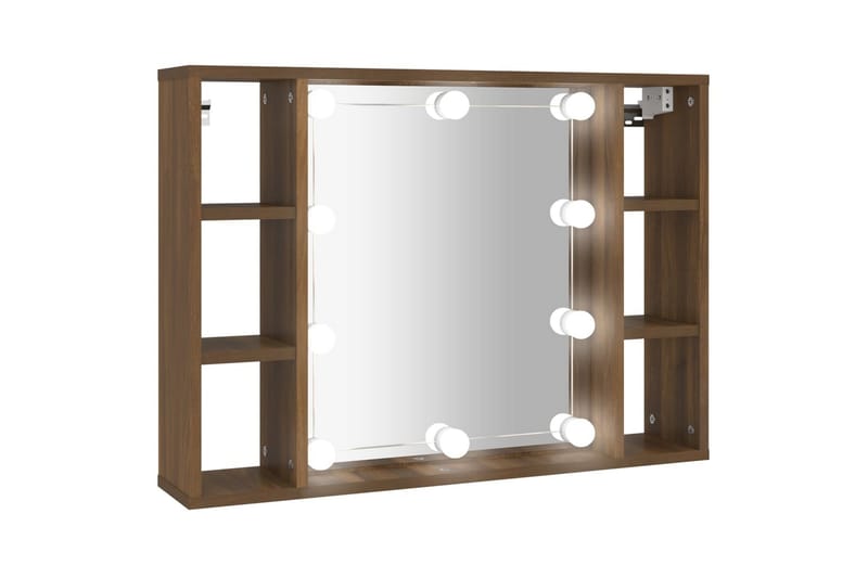 beBasic Spegelskåp med LED brun ek 76x15x55 cm - Badrumsskåp - Spegelskåp