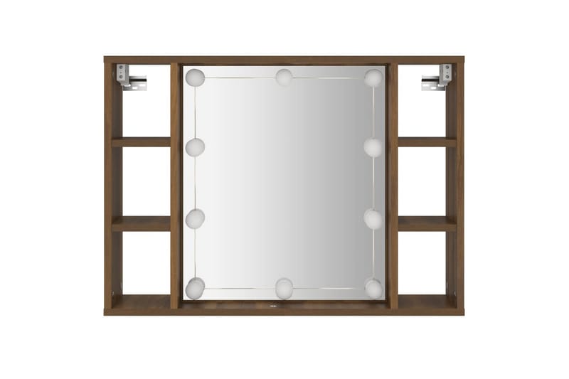 beBasic Spegelskåp med LED brun ek 76x15x55 cm - Badrumsskåp - Spegelskåp