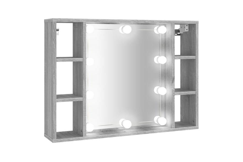 beBasic Spegelskåp med LED grå sonoma 76x15x55 cm - Badrumsskåp - Spegelskåp