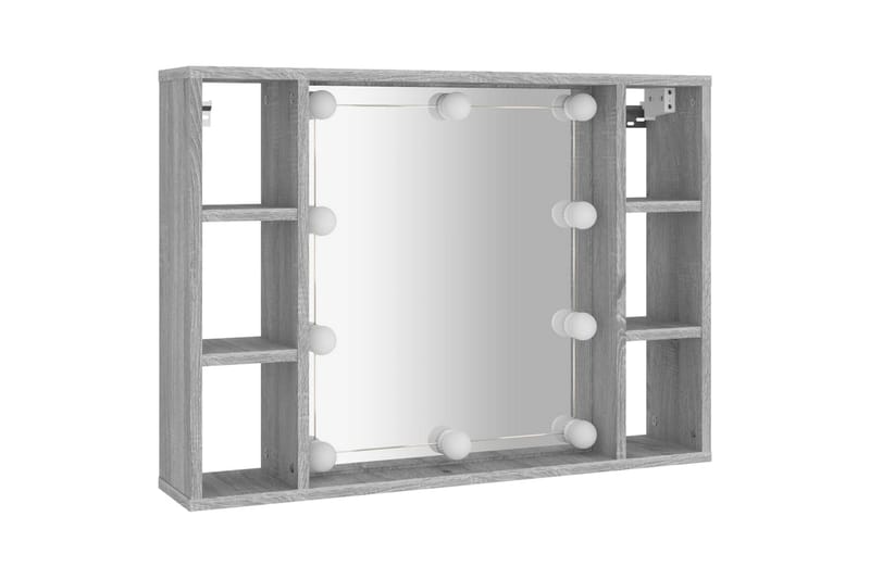 beBasic Spegelskåp med LED grå sonoma 76x15x55 cm - Badrumsskåp - Spegelskåp