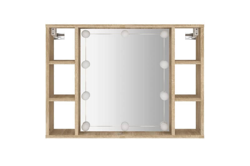 beBasic Spegelskåp med LED sonoma-ek 76x15x55 cm - Badrumsskåp - Spegelskåp