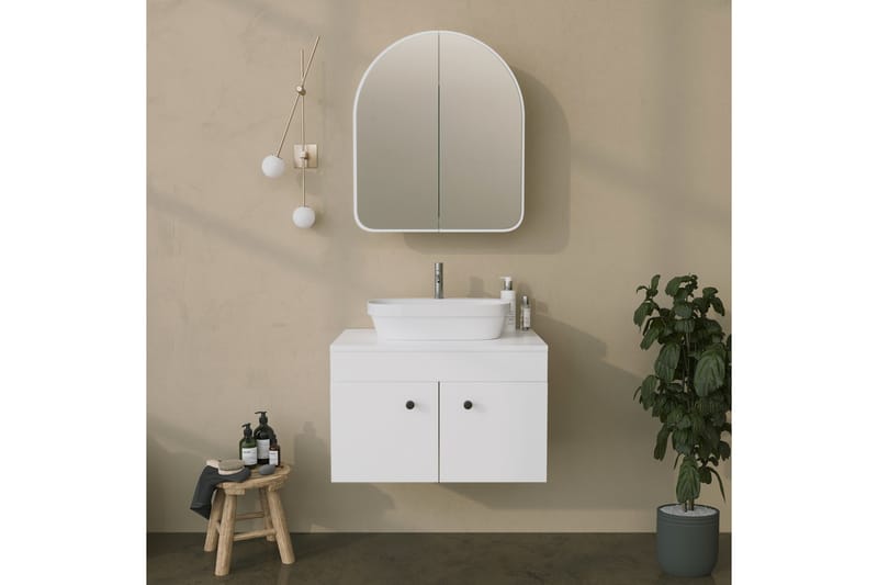 DIEKHOLZ Väggskåp med Spegel 45 cm Vit - Badrumsskåp - Spegelskåp