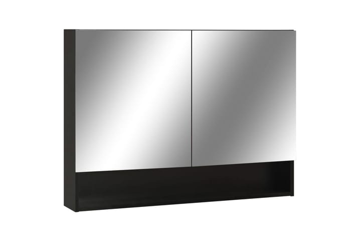 LED-Spegelskåp för badrum svart 80x15x60 cm MDF - Badrumsskåp - Spegelskåp - Badrumsskåp med belysning