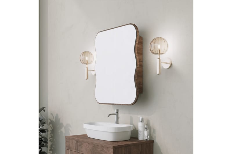 Najmin Väggskåp med Spegel 45 cm Valnöt - Badrumsskåp - Spegelskåp