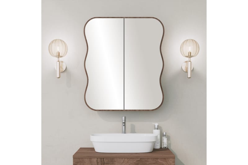 Najmin Väggskåp med Spegel 45 cm Valnöt - Badrumsskåp - Spegelskåp