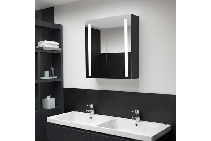 Badrumsskåp med spegel LED 62x14x60 cm - Grå - Badrumsskåp - Spegelskåp