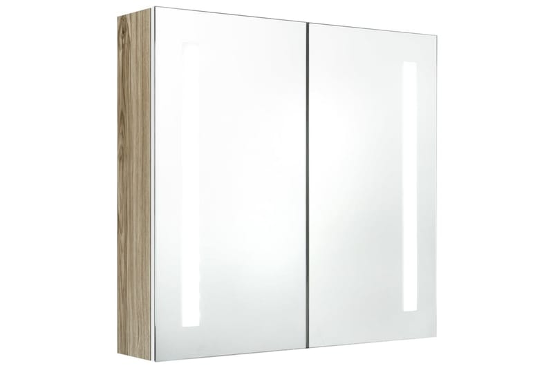 Badrumsskåp med spegel LED vit och ek 62x14x60 cm - Vit - Inredning & dekor - Speglar - Spegelmöbler - Spegelskåp