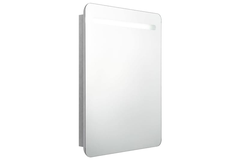 Badrumsspegel med skåp LED betonggrå 60x11x80 cm - Grå - Badrumsskåp - Spegelskåp