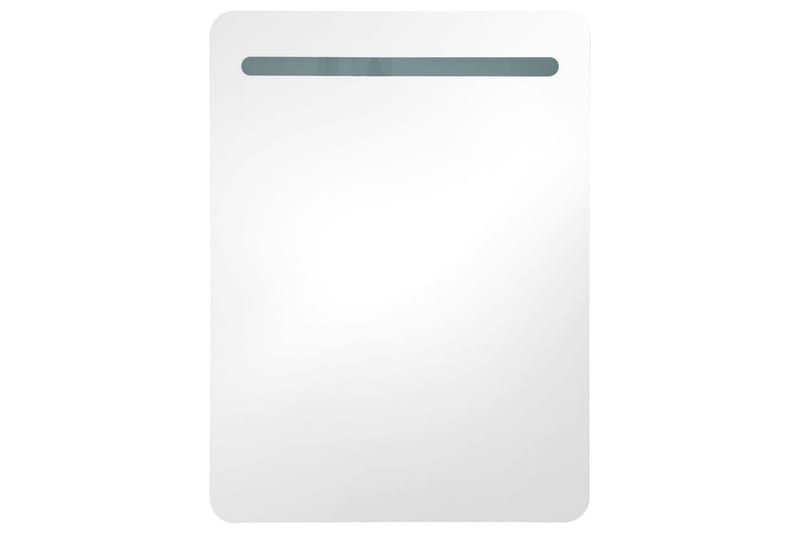 Badrumsspegel med skåp LED vit och ek 60x11x80 cm - Vit - Badrumsskåp - Spegelskåp