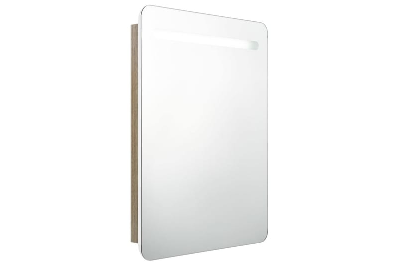 Badrumsspegel med skåp LED vit och ek 60x11x80 cm - Vit - Inredning & dekor - Speglar - Spegelmöbler - Spegelskåp